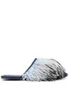 La Doublej Slipper Mit Federn In Blue
