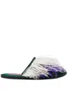 La Doublej Feather Slipper (with Feathers) In Green