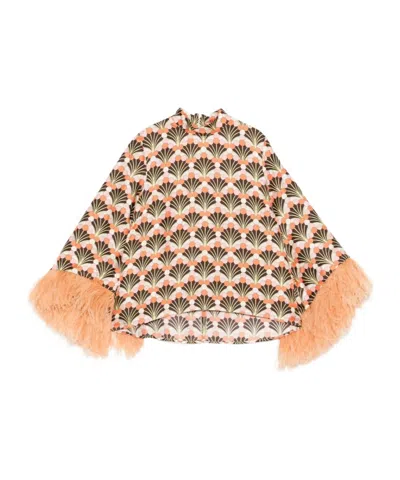 La Doublej Feather Printed Top In Brown