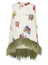 La Doublej La Scala Top With Feathers Infiorata White In Pattern