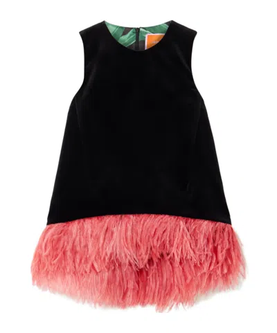 La Doublej Feather-trimmed Vest In Black