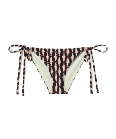 La Doublej Fish-print Bikini Bottom In Black