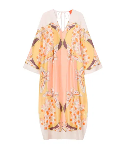 La Doublej Flame Butterfly-print V-neck Maxi Dress In Multi