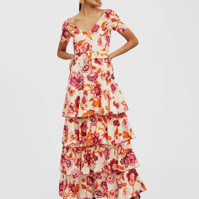 La Doublej Flamenco Tiered Maxi Dress In Hottie Cream
