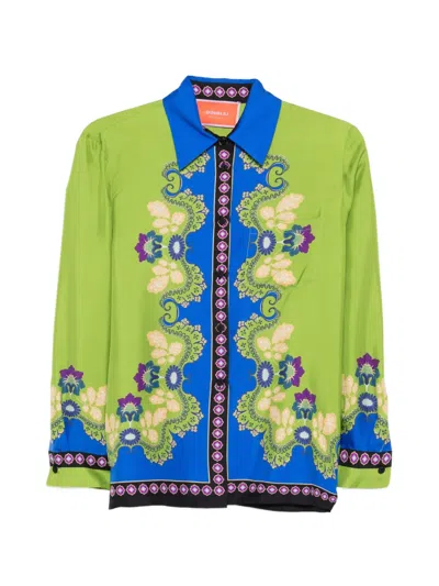La Doublej Floral Buttoned Shirt In Green
