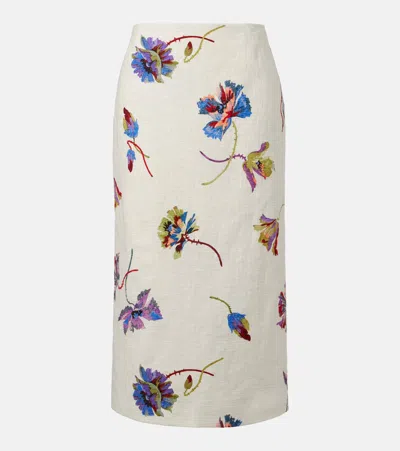 LA DOUBLEJ FLORAL COTTON PENCIL SKIRT