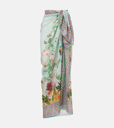 La Doublej Floral Cotton Voile Beach Cover-up In Multi