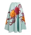 La Doublej Floral Drawstring Midi Skirt In Blue