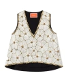 La Doublej Embroidered V Neck Scala Top Crystal Chiffon Embroidery In Multi