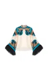 La Doublej Floral Feather Silk Blouse In Multi