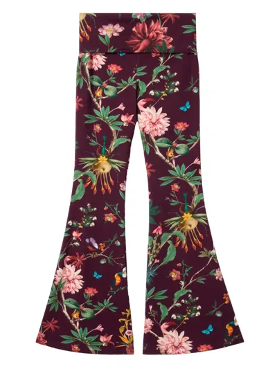 La Doublej Floral Flared Trousers In Pink