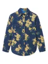 La Doublej Floral-jacquard Button-up Shirt Jacket In Blue
