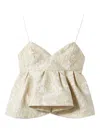 La Doublej Floral-lace Peplum Top In Neutral
