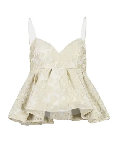 La Doublej Floral-lace Peplum Top In White
