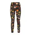 La Doublej Floral-print Leggings In Botticelli Black