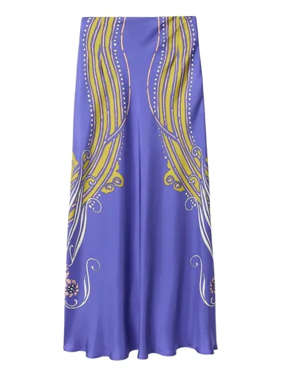 La Doublej Floral Maxi Skirt In Blue