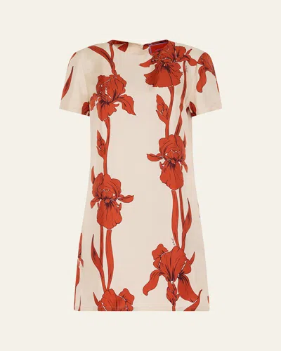 La Doublej Mini Swing Iris Dark Orange Dress In Animal Print