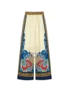 La Doublej Multicolor Palazzo Pants With Wide Leg And All-over Print In Silk Woman In Yellow