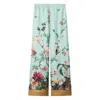 La Doublej Multicolor Pants With Rear Elastic Waist And All-over Floral Motif In Silk Woman In Blue