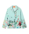 La Doublej Floral Panel Pyjama Shirt In Green