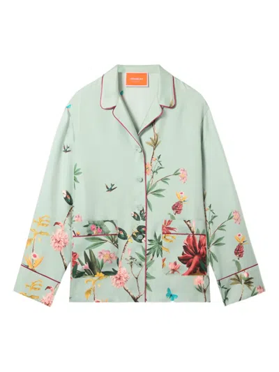 La Doublej Floral Panel Pyjama Shirt In Multi