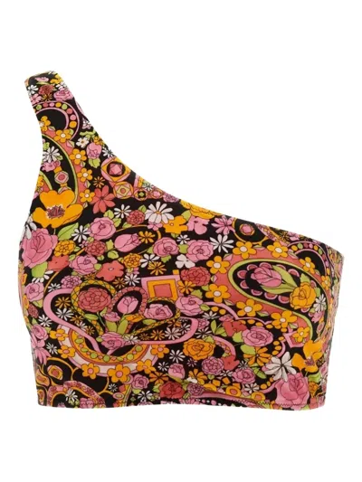 La Doublej Floral-pattern Bikini Top In Multi