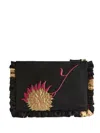 La Doublej Floral-pattern Clutch Bag In Black