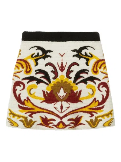 LA DOUBLEJ FLORAL-PATTERN KNITTED SKIRT
