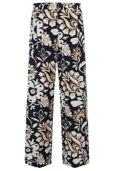 LA DOUBLEJ FLORAL-PATTERN LOOSE PANTS WITH RELAXED FIT