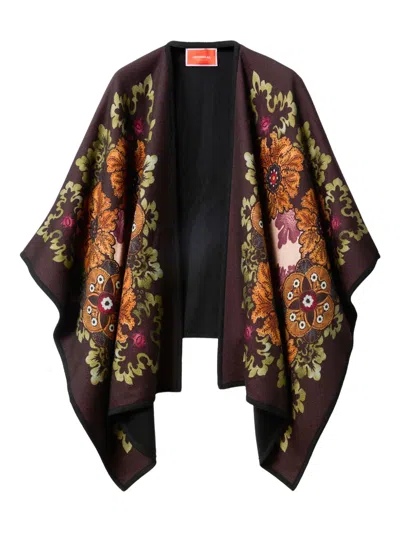 La Doublej Floral-patterned Wool Cape