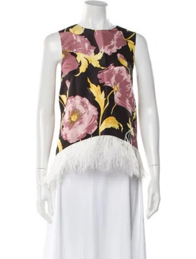 Pre-owned La Doublej Floral Print Bateau Neckline Top W/ Tags In Multi