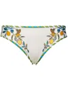 La Doublej Floral-print Bikini Bottom In White