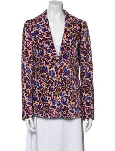 Pre-owned La Doublej Floral Print Blazer In Blue