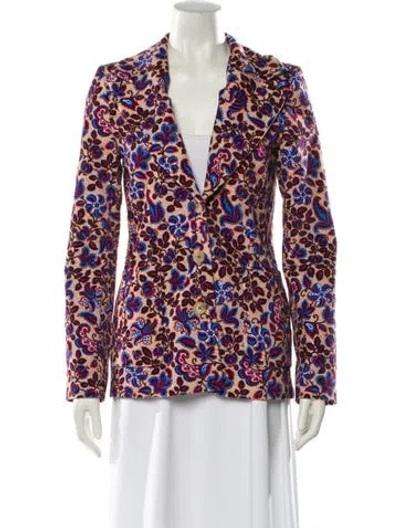 Pre-owned La Doublej Floral Print Blazer In Blue