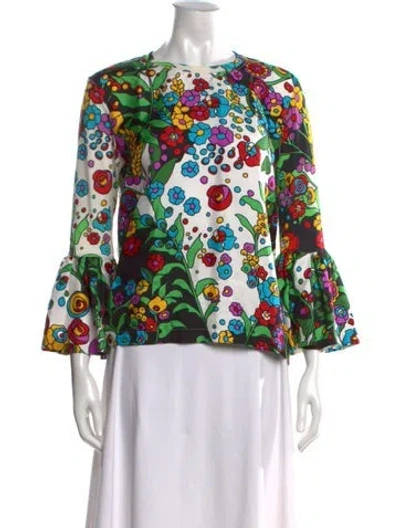 Pre-owned La Doublej Floral Print Crew Neck Blouse In Multi