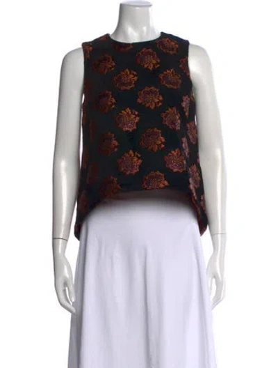 Pre-owned La Doublej Floral Print Crew Neck Sweater In Black