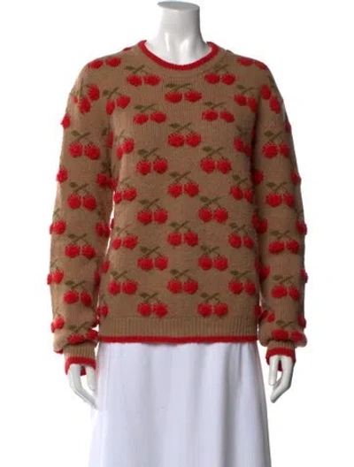 Pre-owned La Doublej Floral Print Crew Neck Sweater In Brown