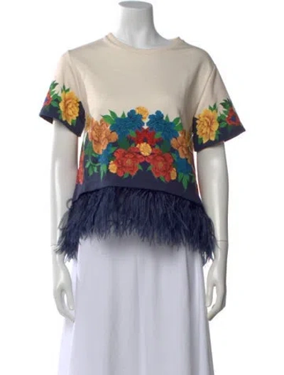 Pre-owned La Doublej Floral Print Crew Neck Top In Multi