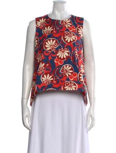 Pre-owned La Doublej Floral Print Crew Neck Top In Multi