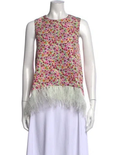 Pre-owned La Doublej Floral Print Crew Neck Top In Multicolor