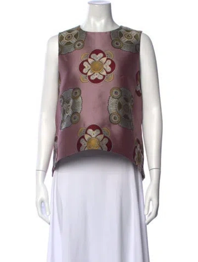 Pre-owned La Doublej Floral Print Crew Neck Top In Multicolor