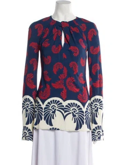 Pre-owned La Doublej Floral Print Crew Neck Top W/ Tags In Blue