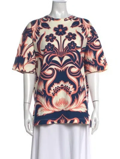 Pre-owned La Doublej Floral Print Crew Neck T-shirt In Blue