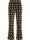 La Doublej Floral-print Cropped Trousers In Black