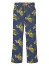 La Doublej Floral-print Flared Jeans In Blue