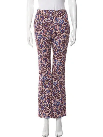 Pre-owned La Doublej Floral Print Flared Pants In Neutrals
