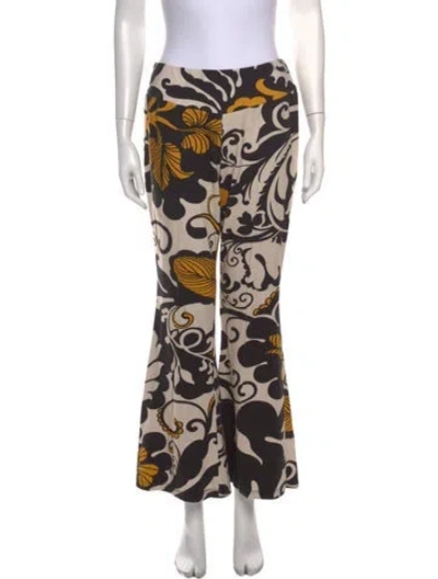 Pre-owned La Doublej Floral Print Flared Pants In Neutrals