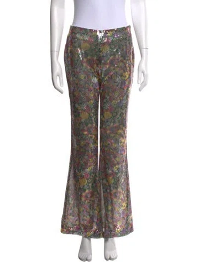 Pre-owned La Doublej Floral Print Flared Pants In Yellow