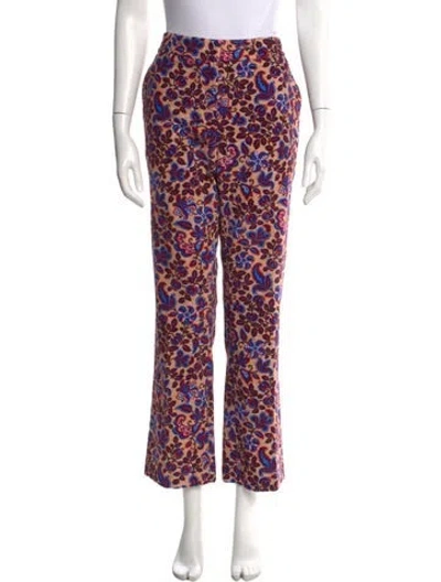 Pre-owned La Doublej Floral Print Flared Pants In Yellow