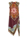 La Doublej Valkyrie Asymmetric Fringed Printed Silk Dress In Multi